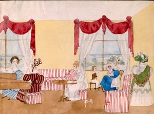 Interieur met vrouwen en kinderen, ca.1830, Brits